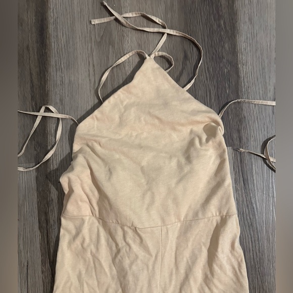 ZARA WOMEN'S BEIGE COTTON HALTER JUMPSUIT SIZE S NWT - Picture 4 of 7